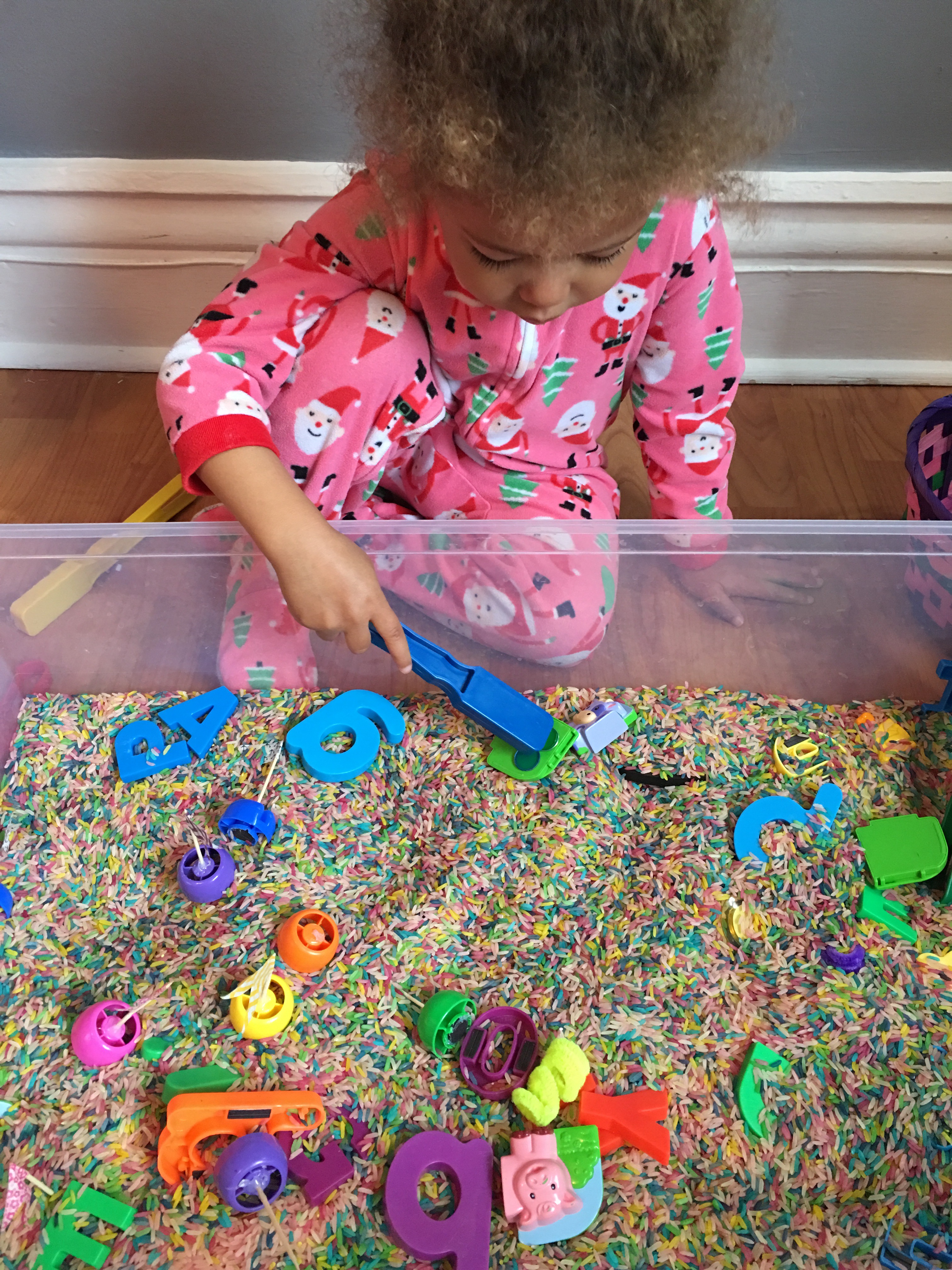 Magnetic Treasure Hunt sensory bin for toddlers and preschoolers