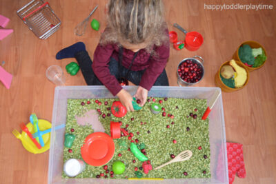 Christmas Kitchen Sensory Bin - Happy Toddler Playtime