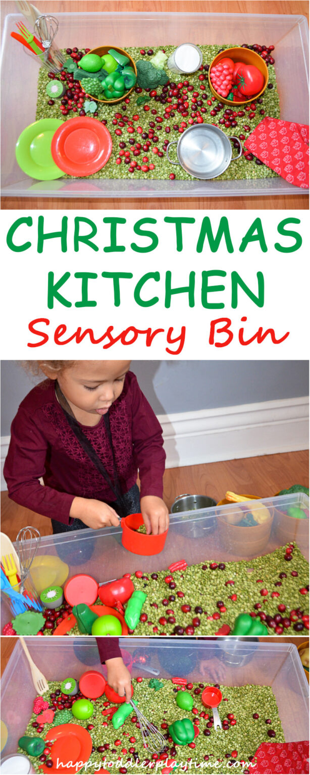 Christmas Kitchen Sensory Bin - Happy Toddler Playtime