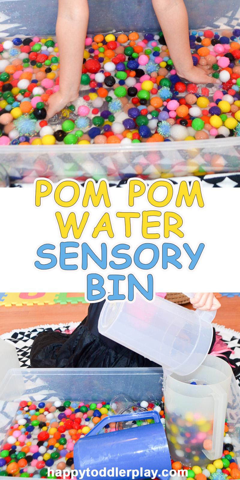 Pom Pom water sensory bin