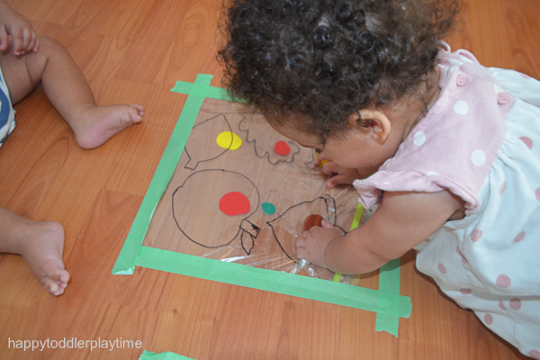 Mess free fall painting for babies and toddlers