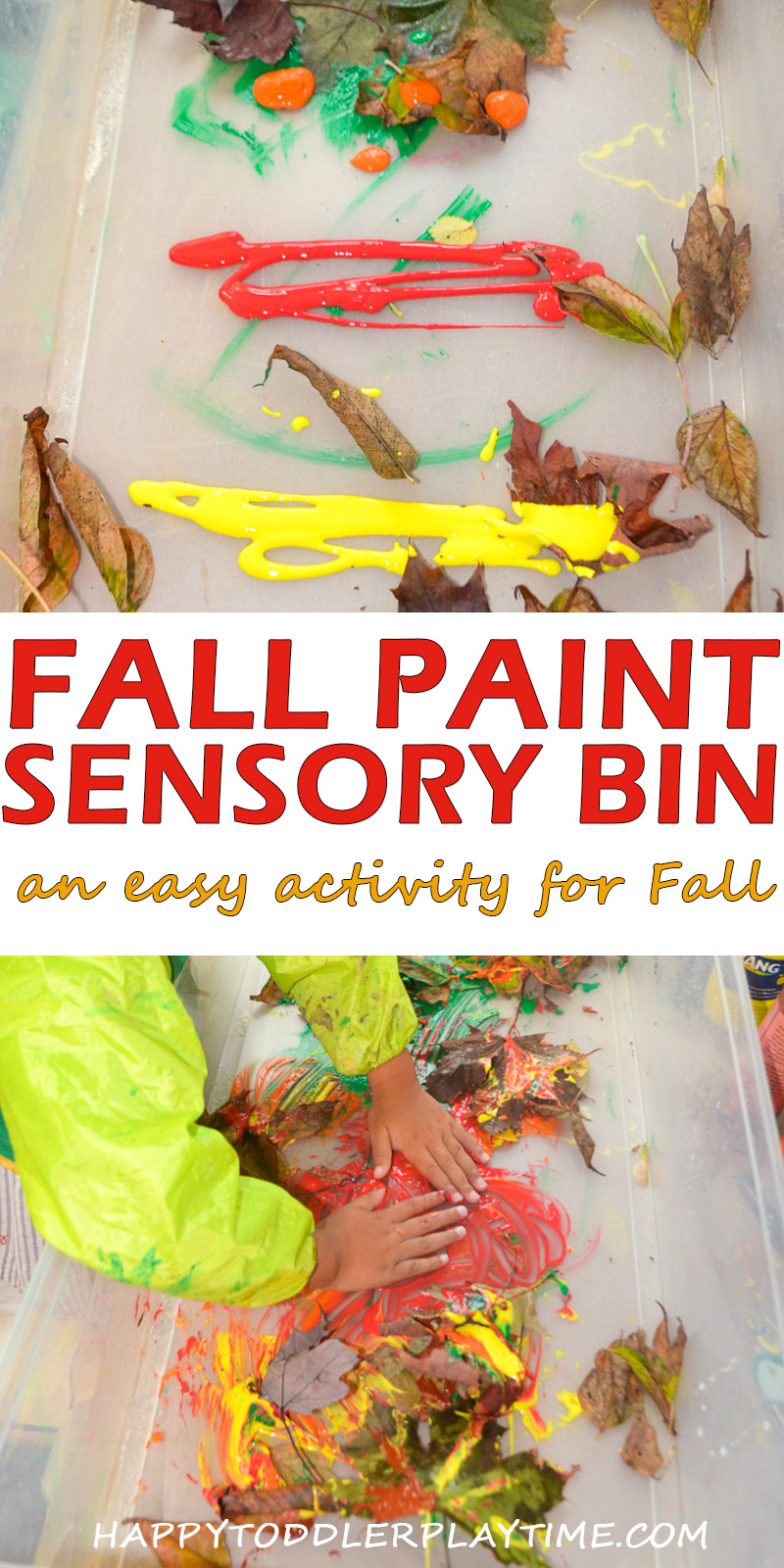 fall paint sensory bin for toddlers and preschoolers