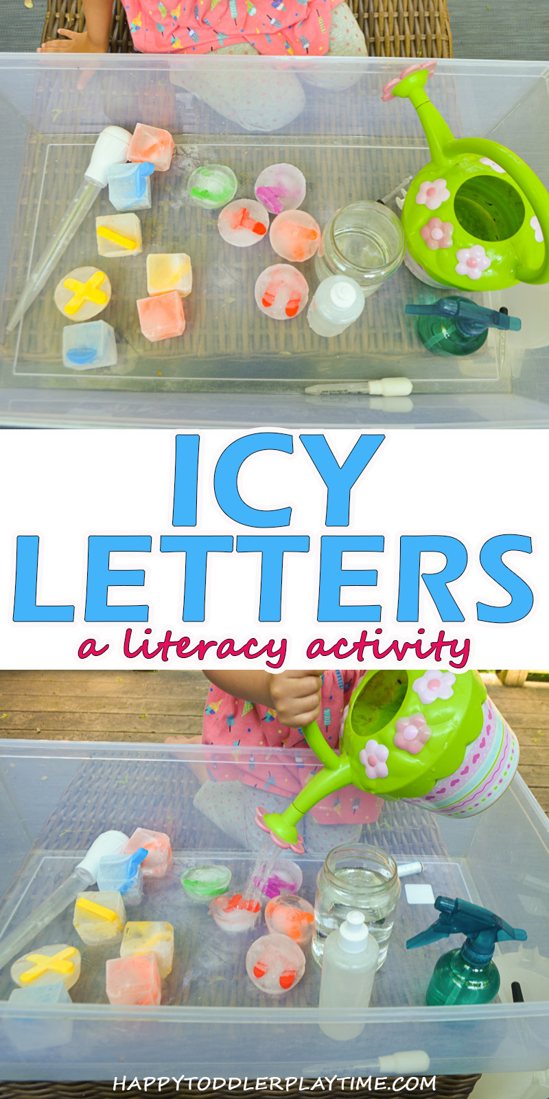 Icy Letters: A Literacy Sensory Bin for toddlers and preschoolers 