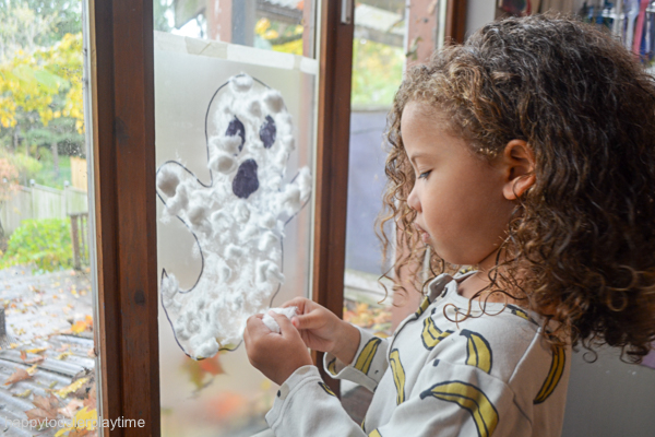 halloween contact paper activity for toddlers and preschoolers