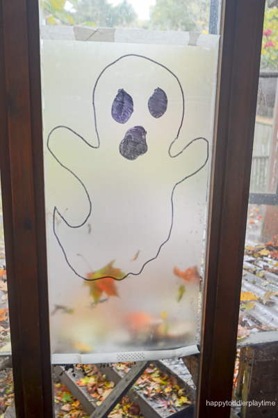 halloween contact paper activity for toddlers and preschoolers