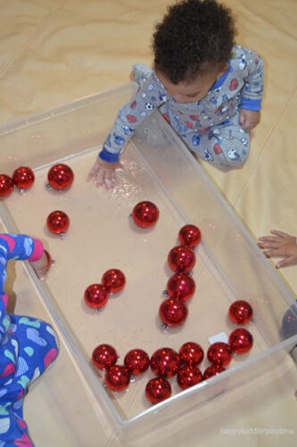 Simple Christmas Sensory Bin for Babies - Happy Toddler Playtime