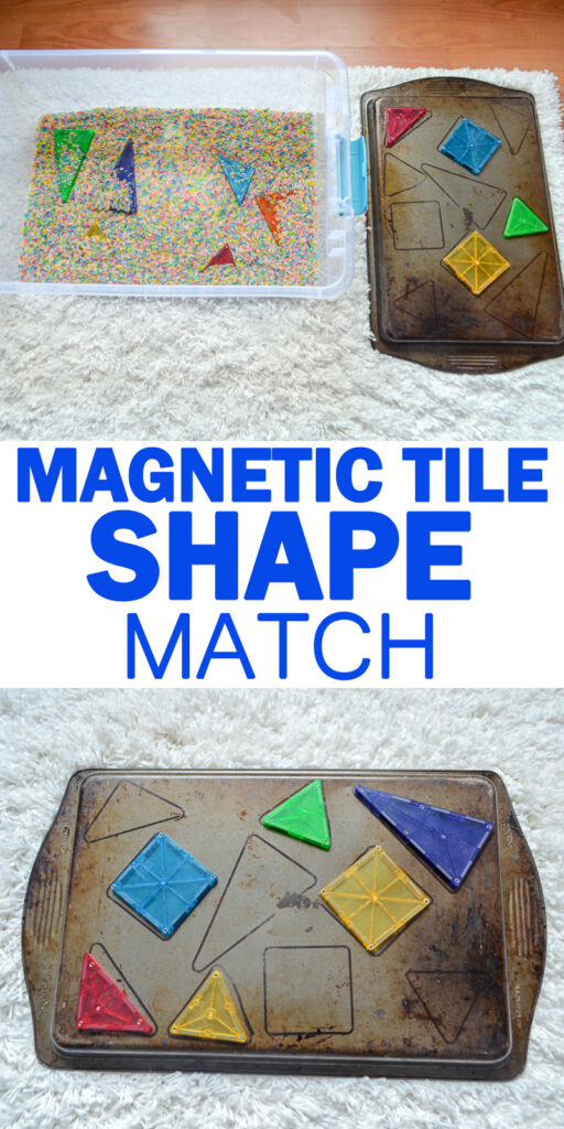 magnetic tile shape matching toddler and preschooler easy math activities