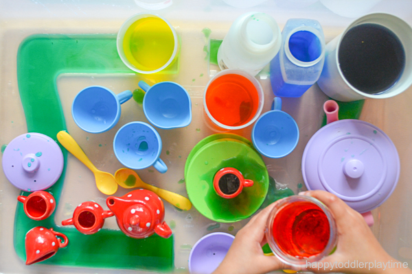 Colour Mixing Sensory Bin for toddler & Preschooler