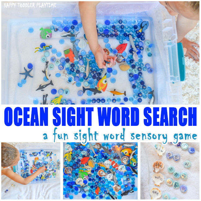 Ocean Sight Word Game & Sensory Bin for Preschoolers and Kindergartners.