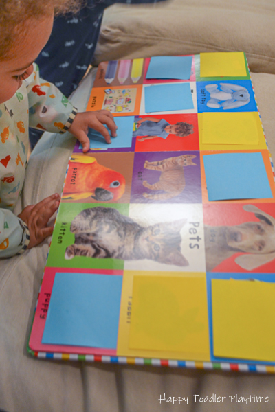 Toddler activity using board books
