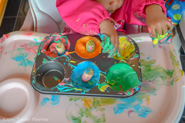 Two Ingredient Edible Finger Paint for Babies & Toddlers