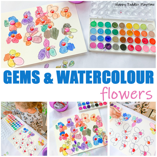 Gems and Watercolours Flower painting for kids