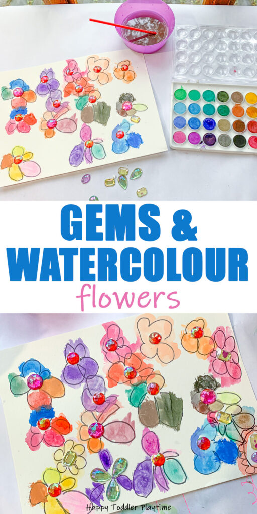 Gems and Watercolours Flower painting for toddlers