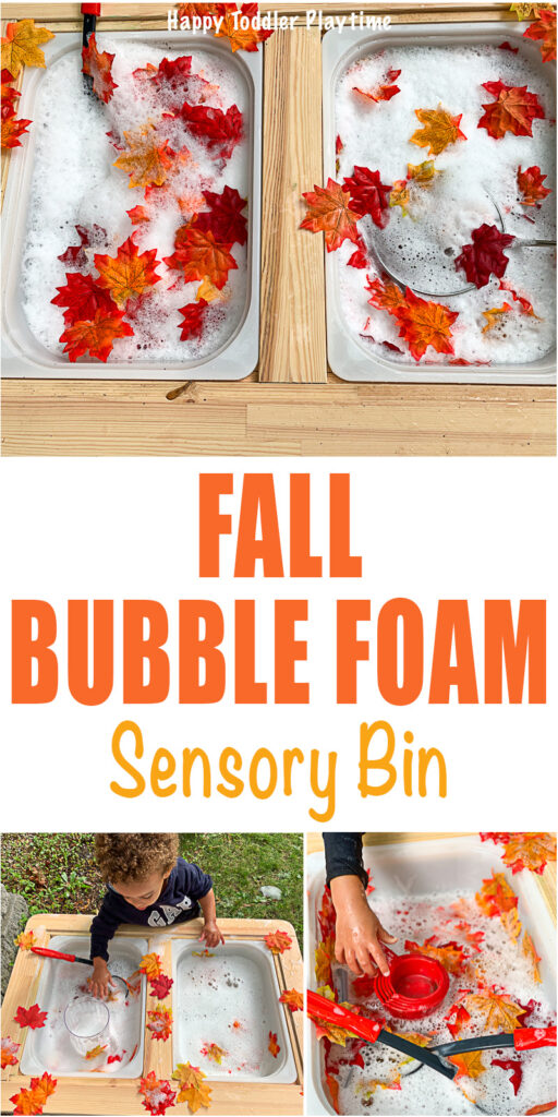 Autumn bubble foam sensory bin