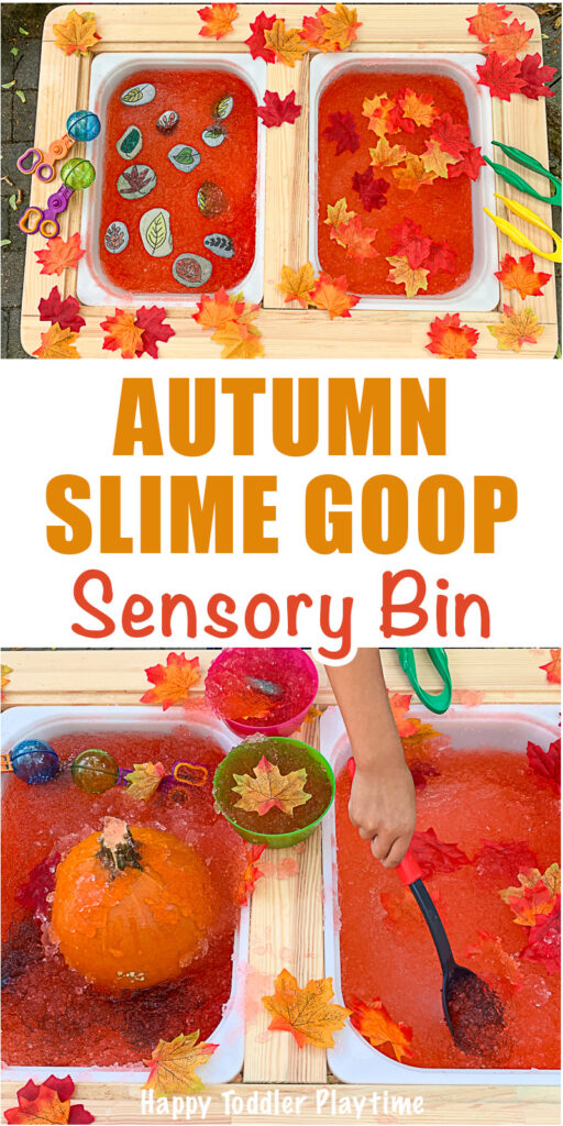 Autumn Slime goo sensory bin