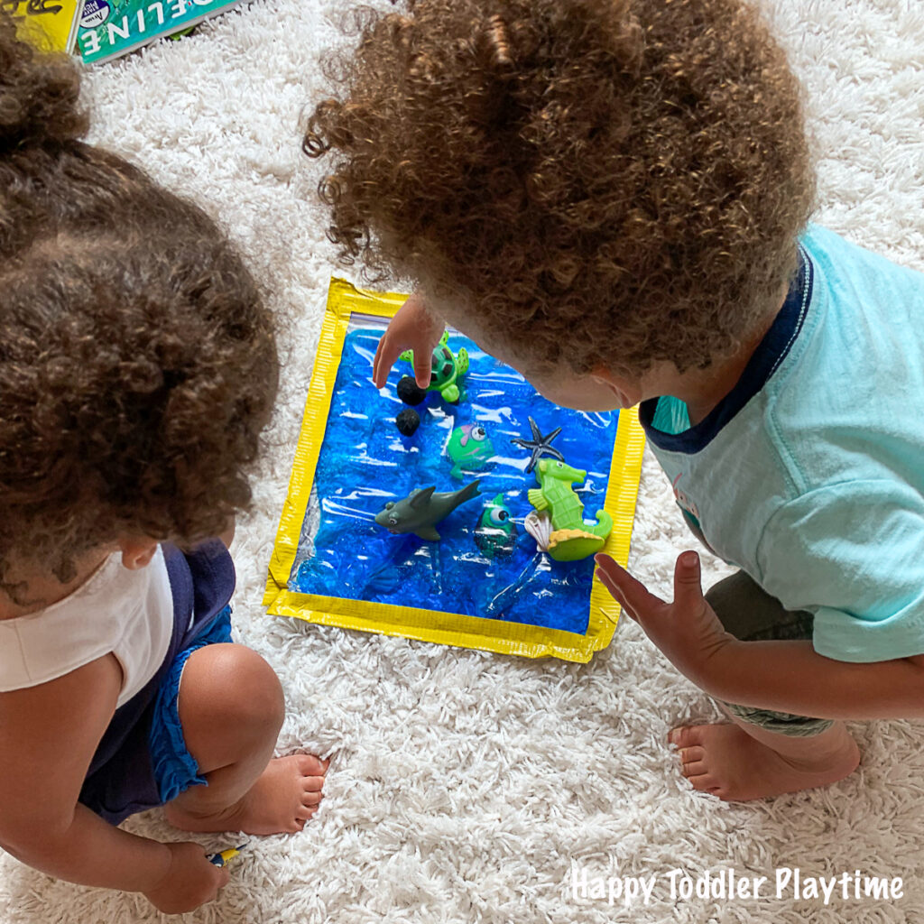 A fun sensory activity for toddlers using sea creatures