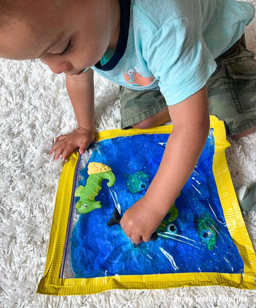 A fun sensory activity for toddlers using sea creatures