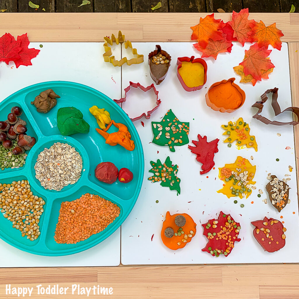 Fall playdough invitation to create for toddlers and preschoolers