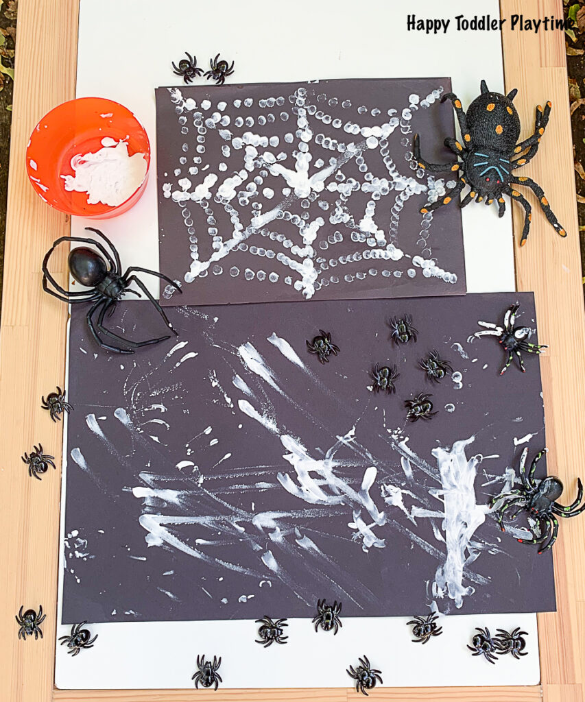 Finger print spider web craft for toddlers and preschoolers