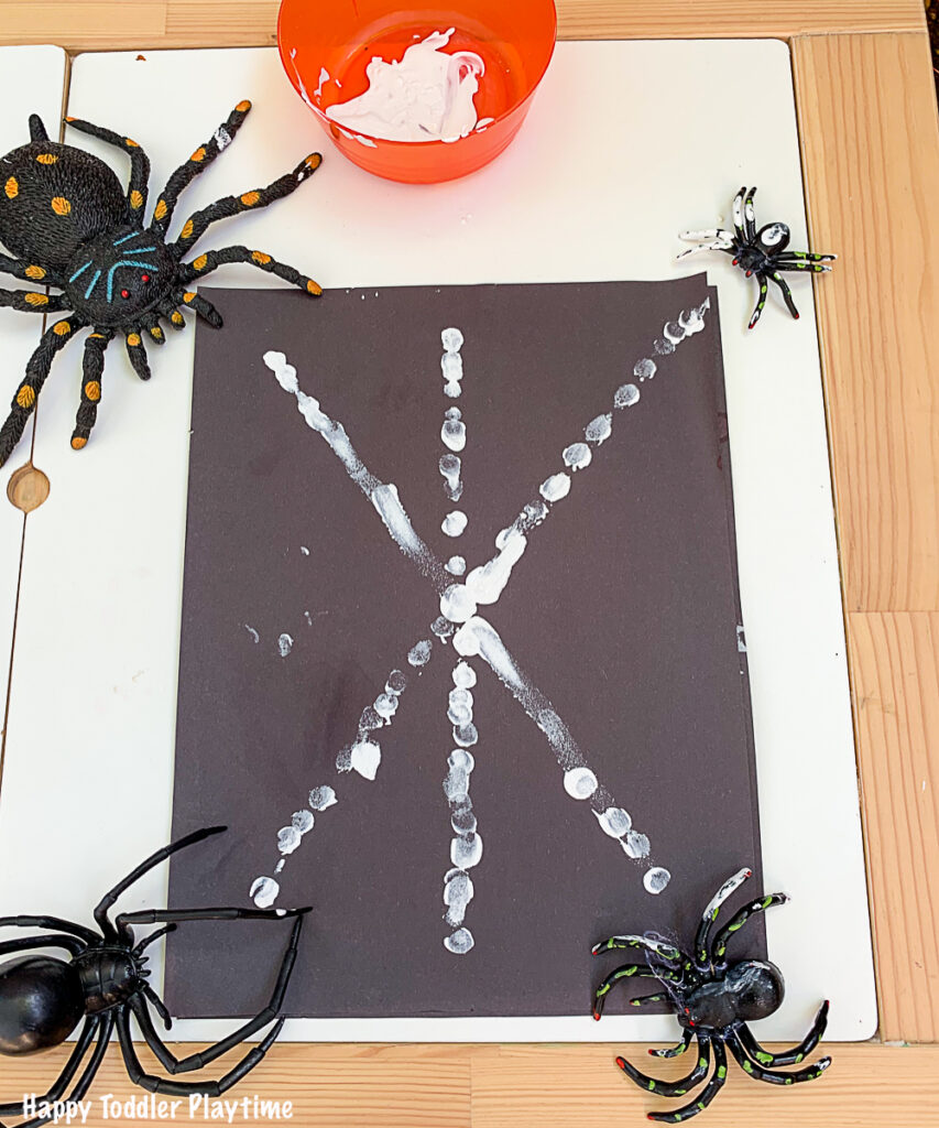 Finger print spider web craft for toddlers and preschoolers