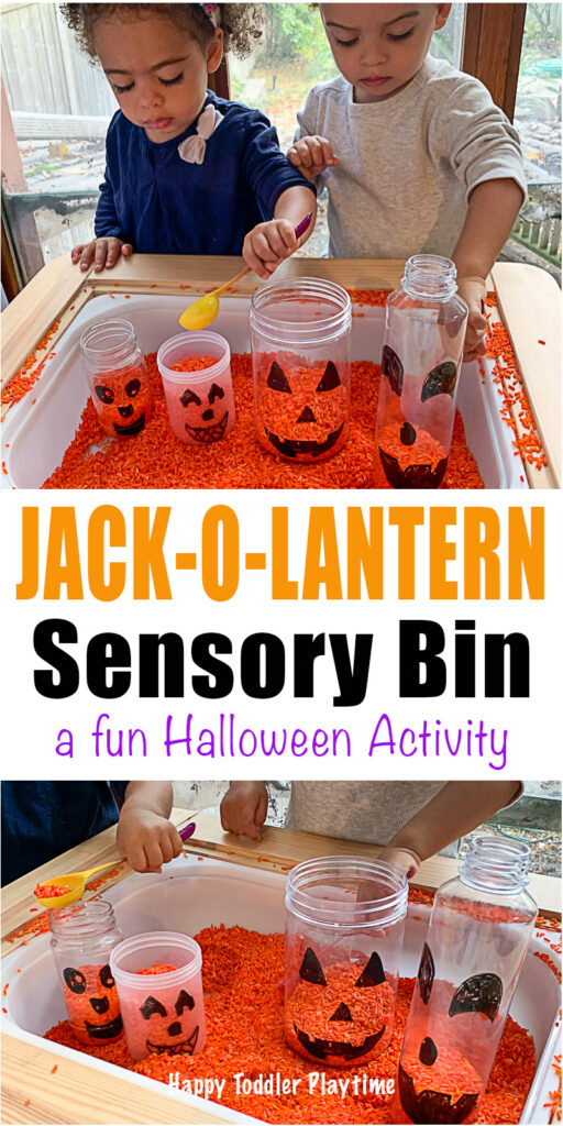Jack-o-Lantern Sensory Bin for Toddlers