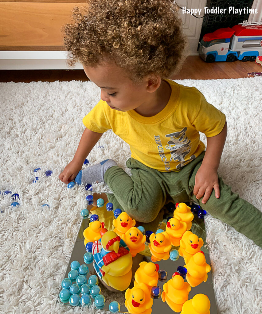 Rubber Duck Pond Mirror Play for toddlers and preschoolers