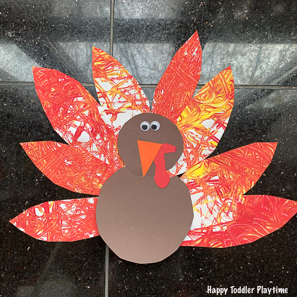 Marble Painted Thanksgiving Turkey Craft for toddlers or preschoolers