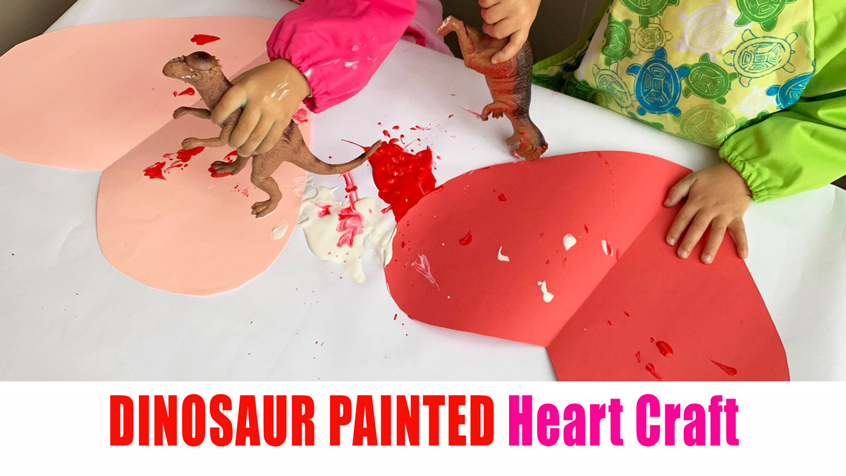 Dinosaur painted hearts craft