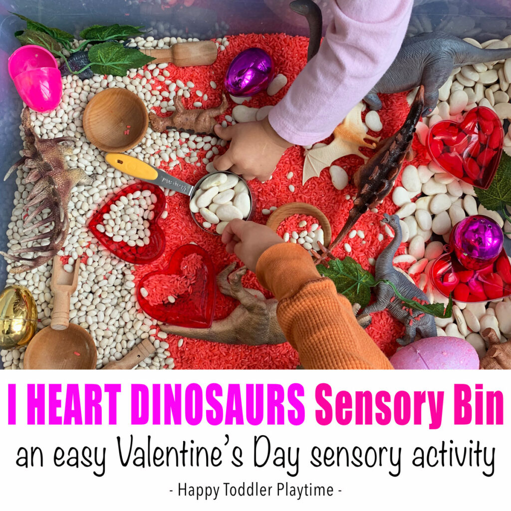 Dinosaur Sensory Bin for Valentine's Day