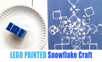 Lego Painted snowflake craft for toddlers and preschoolers
