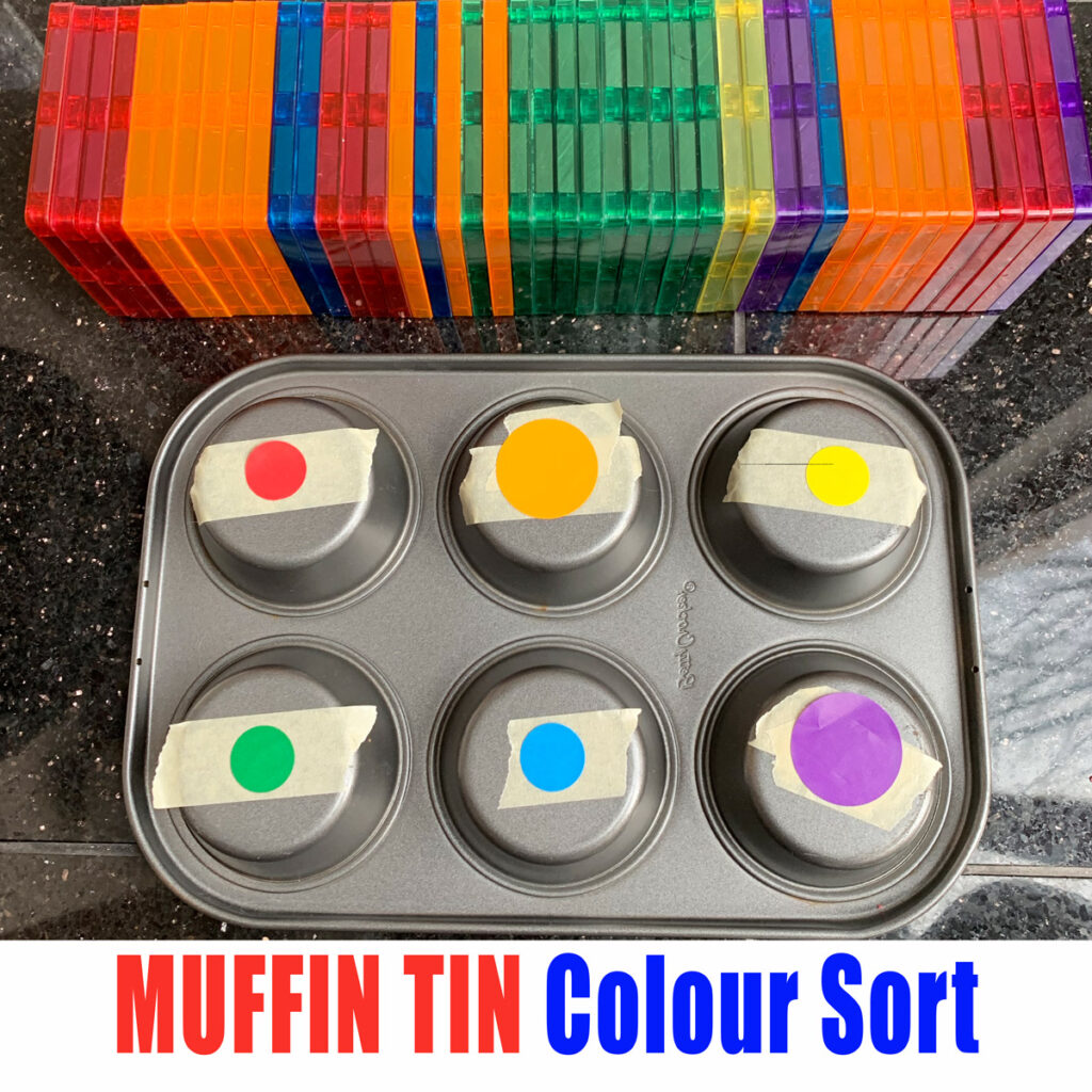 Muffin Tin Colour Sorting for toddlers and preschoolers