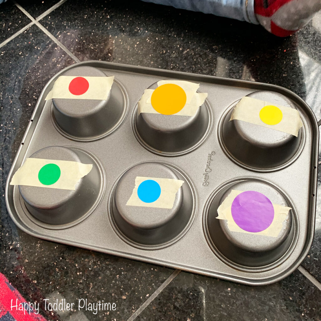 Muffin Tin Colour Sorting for toddlers and preschoolers