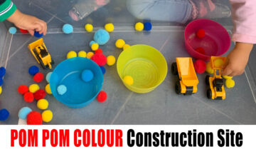 Pom Pom Construction Site color sorting activity