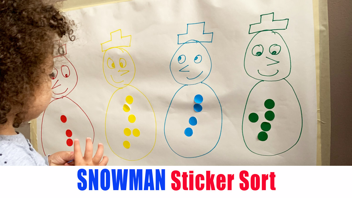 Snowman Sticker Sort winter toddler activity indoor activity