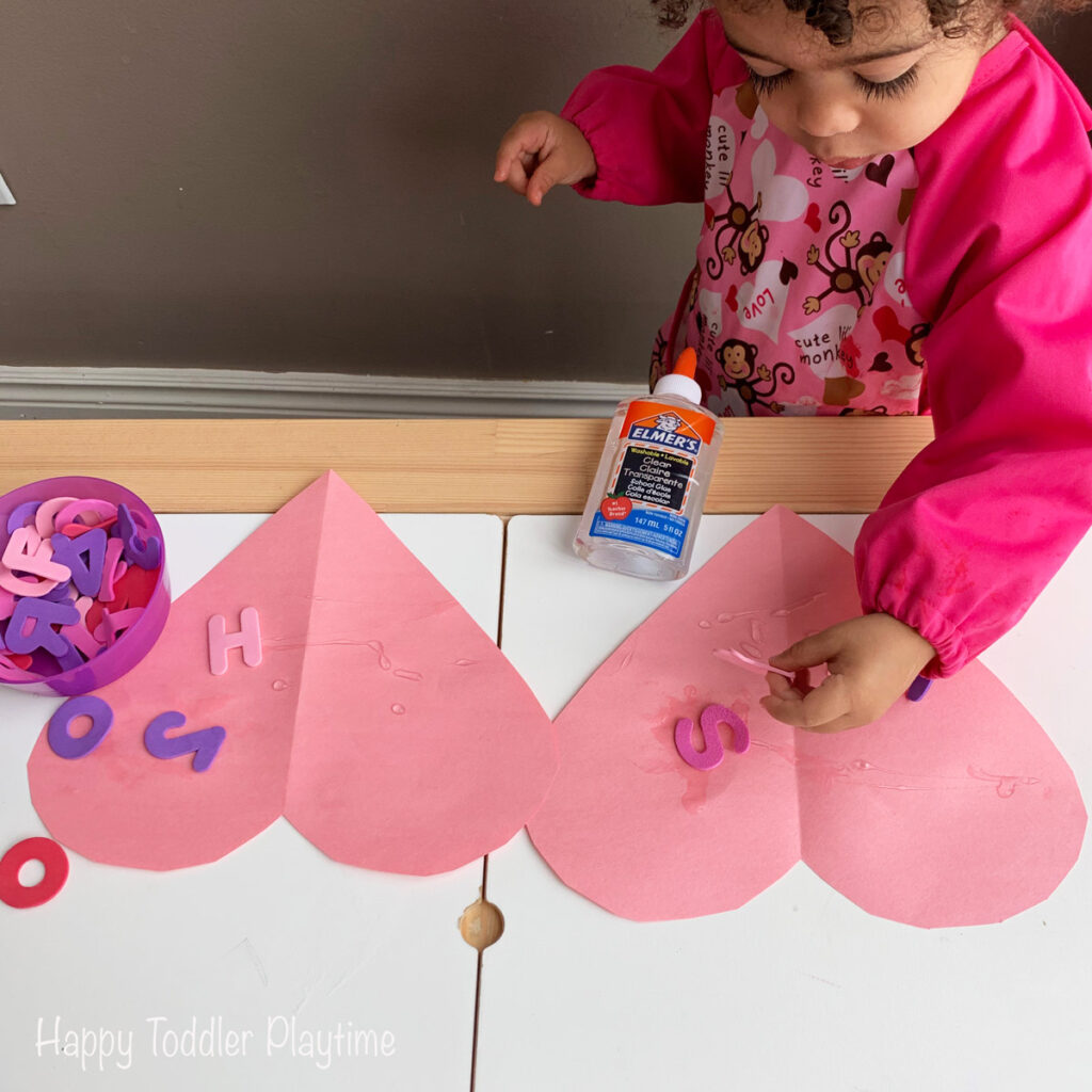 Valentines Day Gluing Activity fine motor activity for toddlers