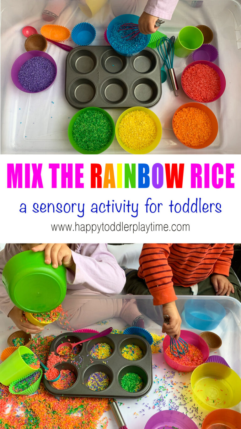 Make Rainbow Rice Toddler Activity - Happy Toddler Playtime