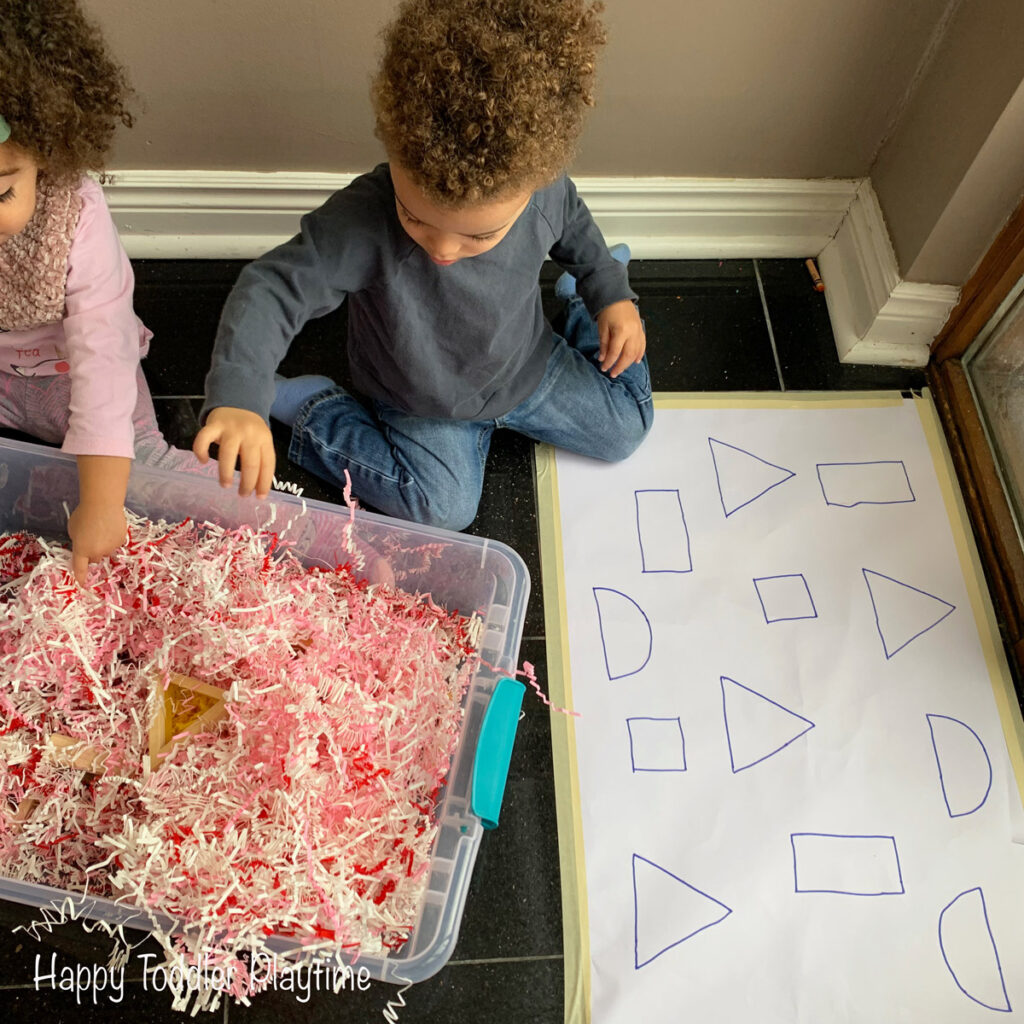 Shape Match Sensory Bin for toddlers and preschoolers