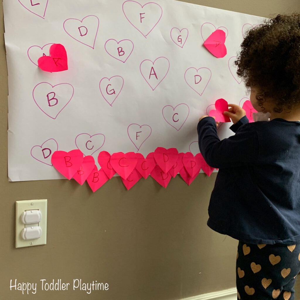  sticky hearts letter match VALENTINES DAY activity 