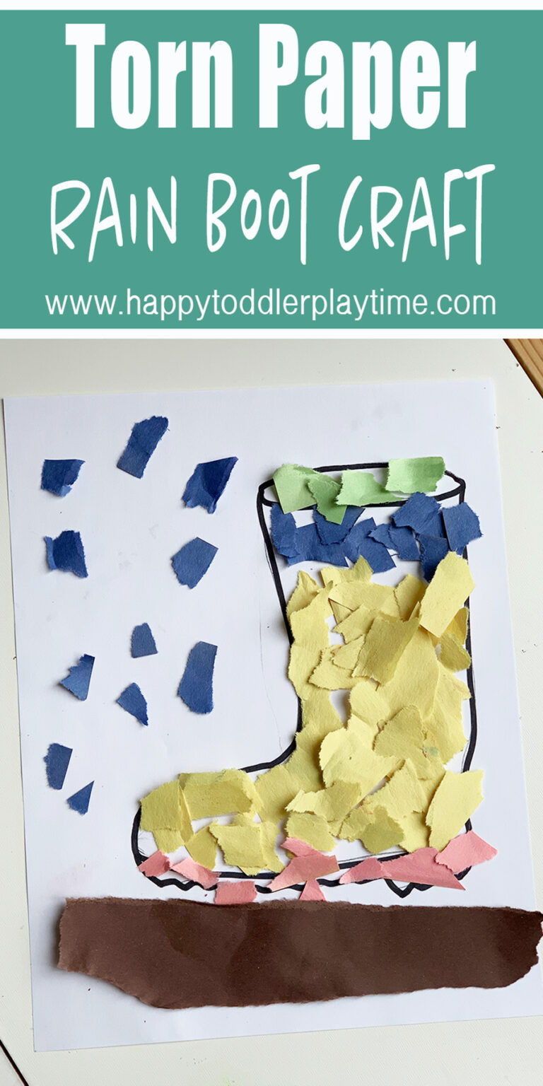 Torn Paper Rain Boot Craft - Happy Toddler Playtime