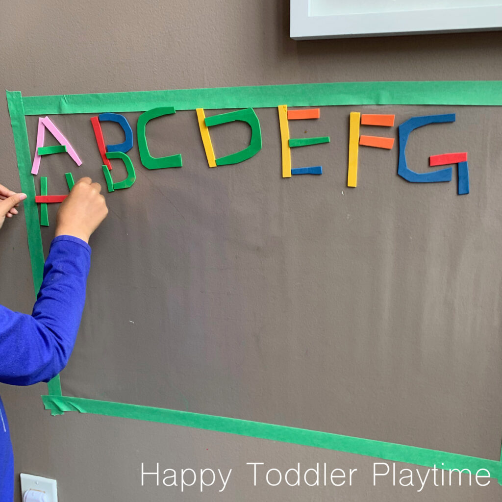 Build the Alphabet Sticky Wall - Happy Toddler Playtime