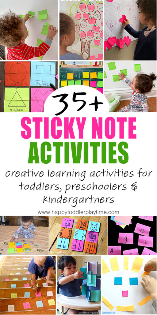 Sticky note activities for toddlers, preschoolers, kindergartners