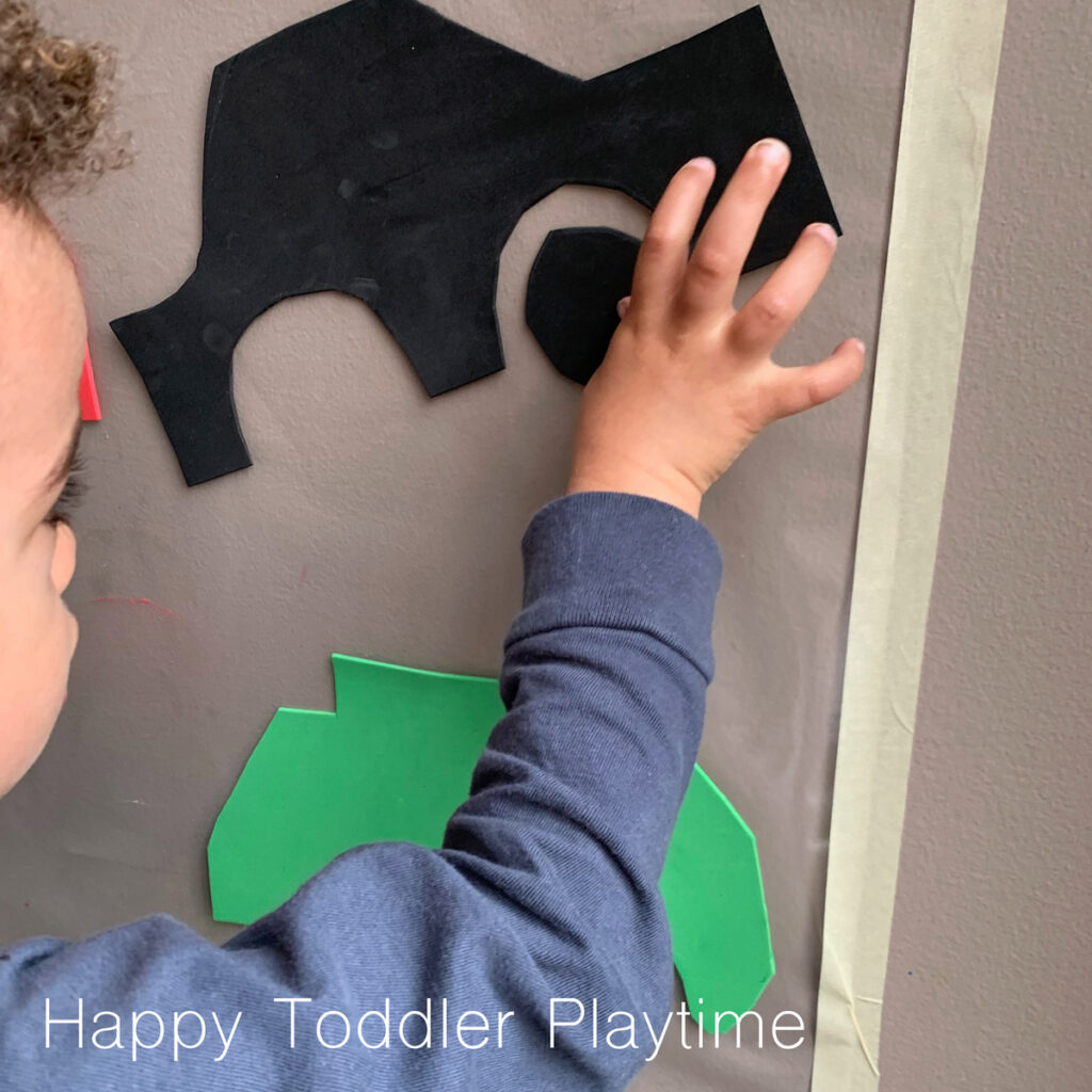 Build a car sticky wall activity for toddlers and preschoolers 