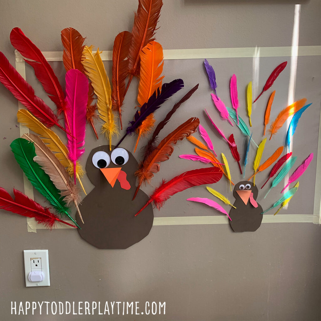 turkey feather sort thanksgiving activity for toddlers