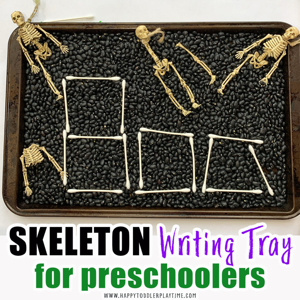 halloween writing tray for preschoolers 