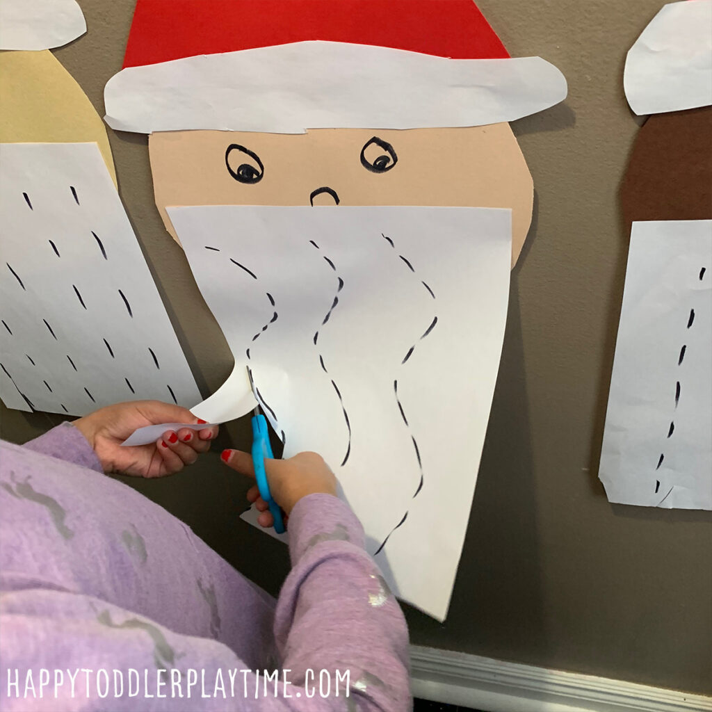 Cut Santa's Beard Activity cutting activity for toddlers and preschoolers 