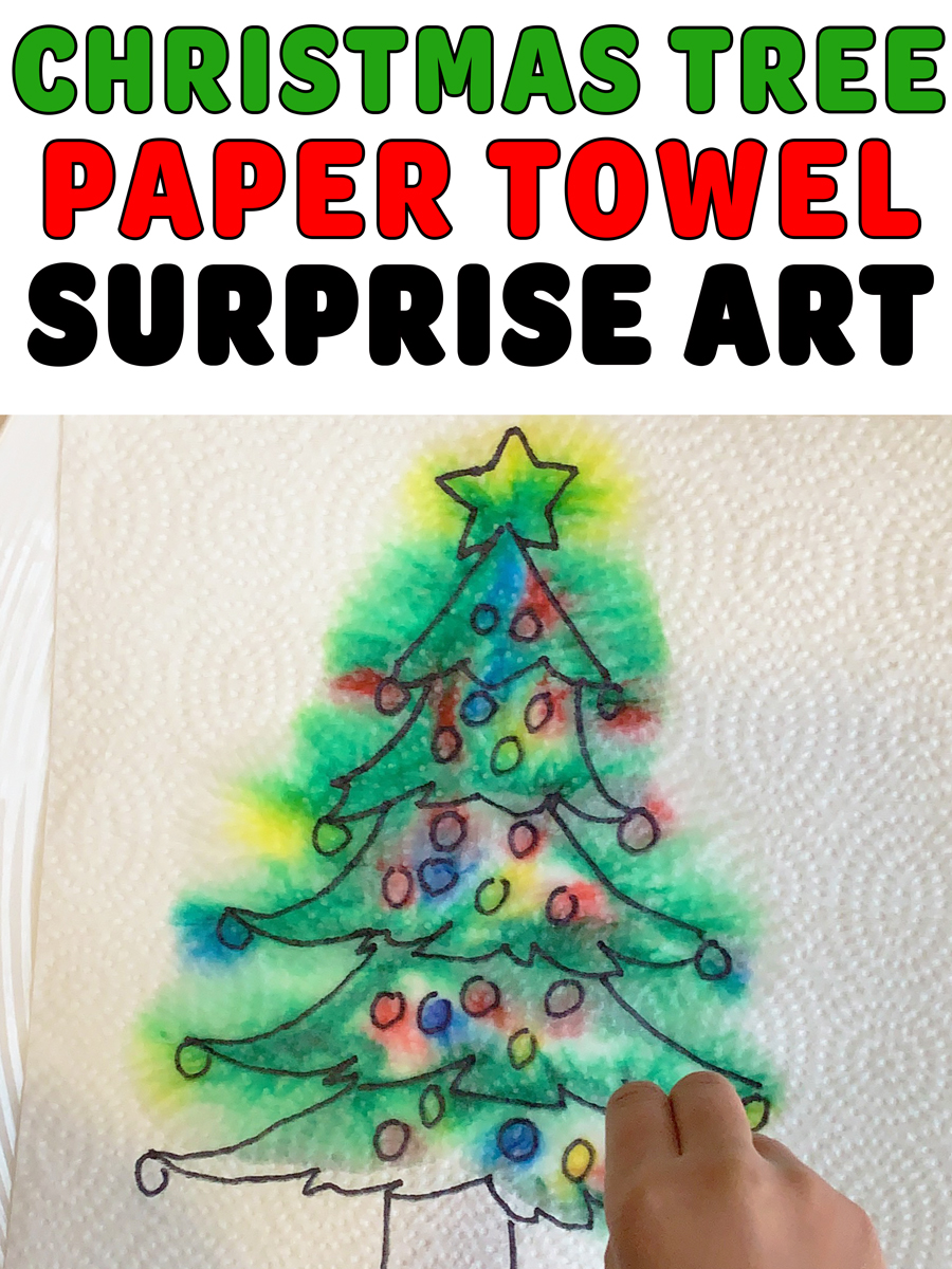 Christmas Tree Paper Towel Surprise Art - Happy Toddler Playtime