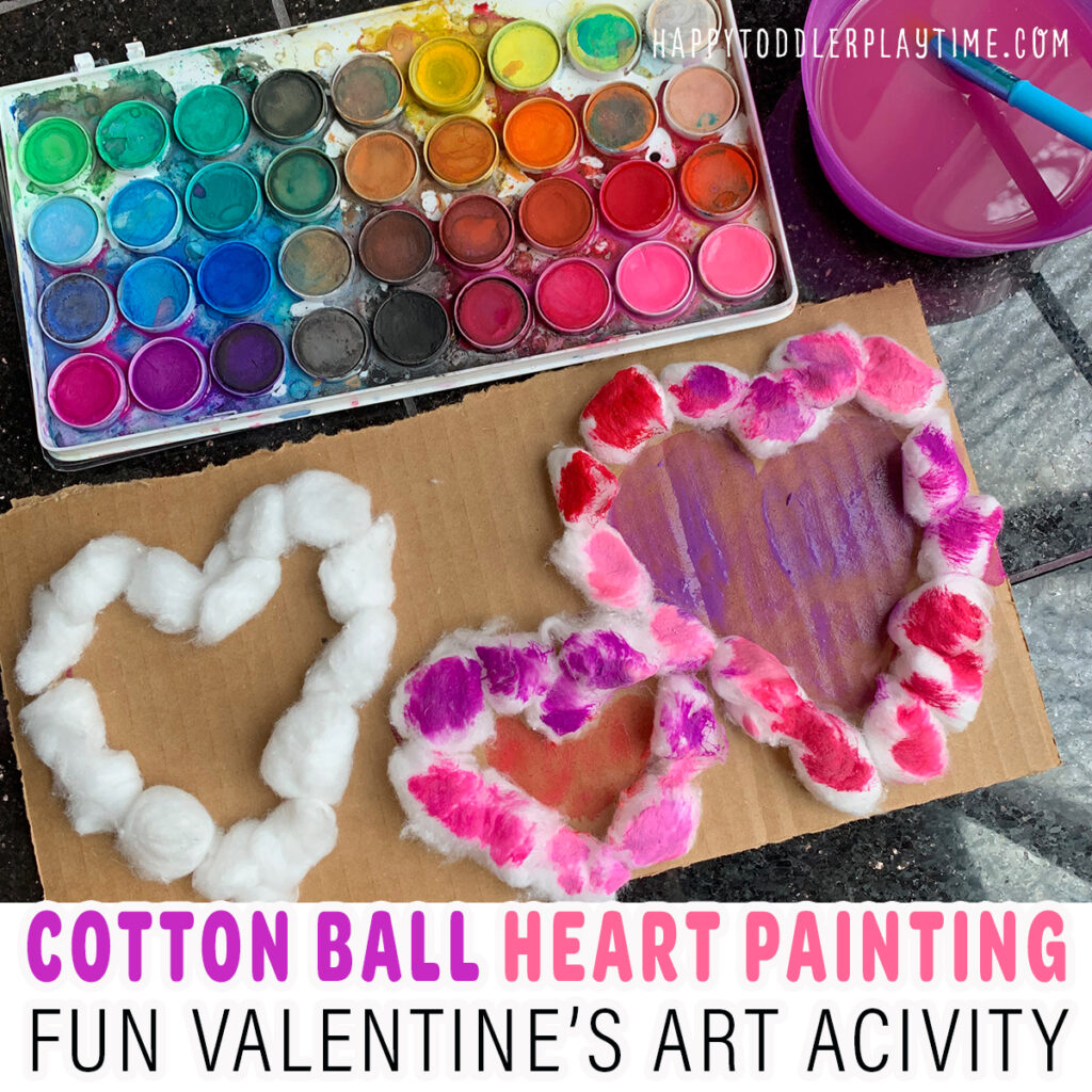 Cotton Ball Heart Painting