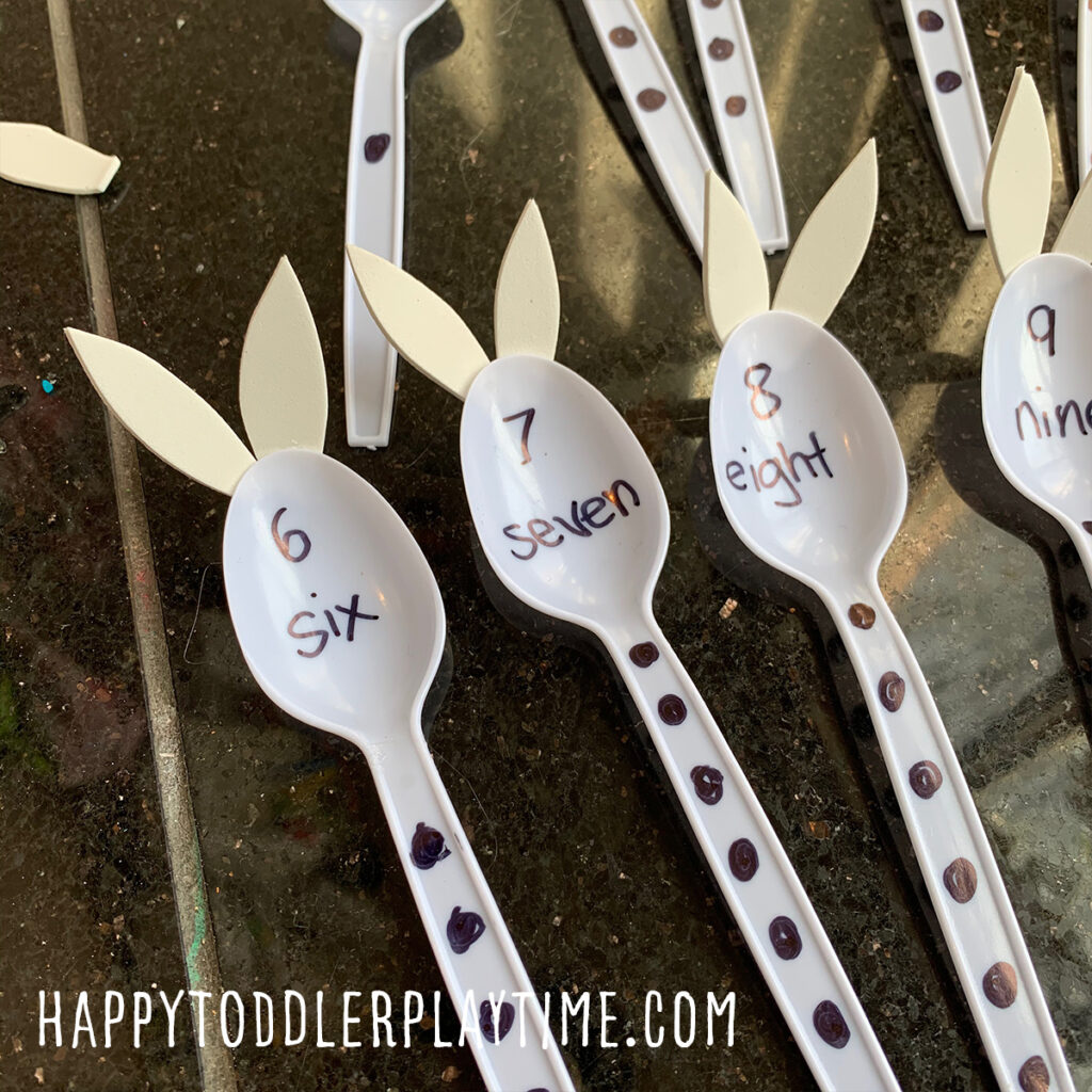 Plastic Spoon Easter Bunny Counting for Preschoolers