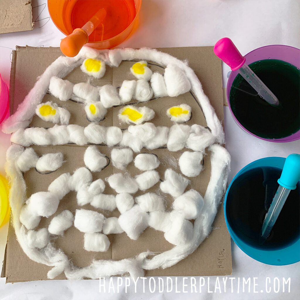 Cotton Ball Easter Egg Painting Activity 