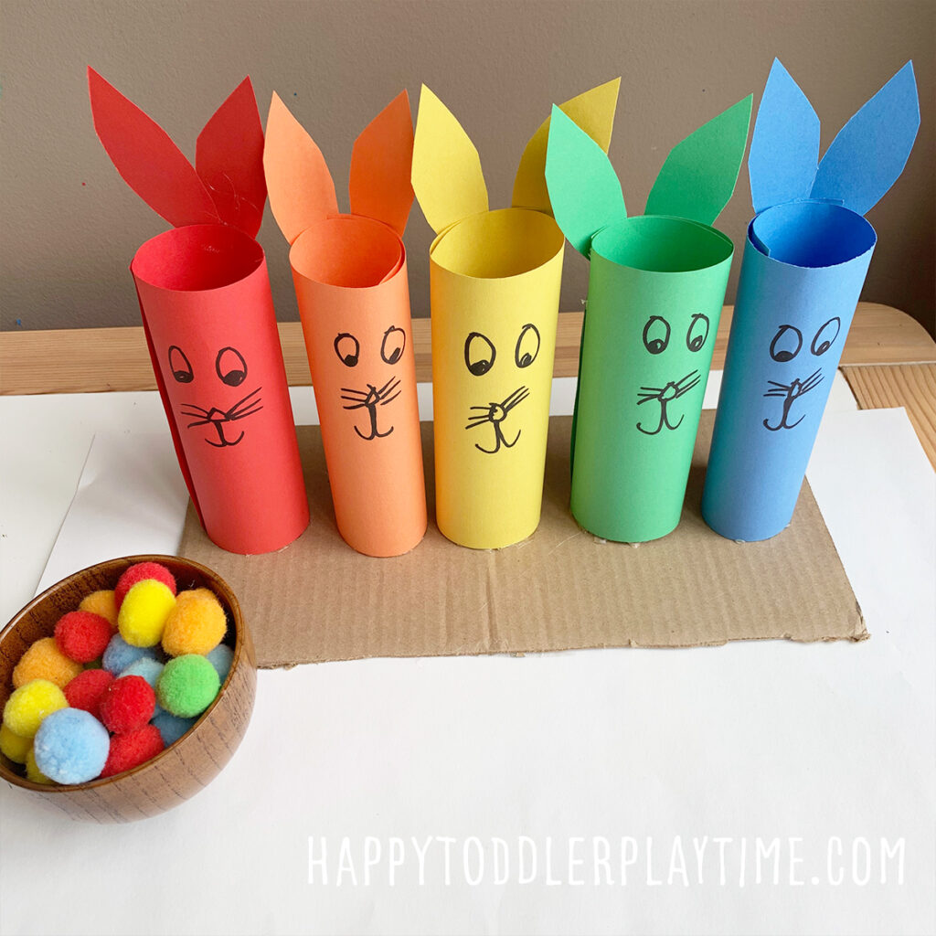 Paper Tube Easter Bunny Colour Sort for Toddlers